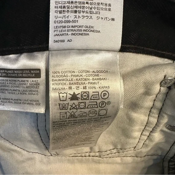 Men’s Levi's 505 Black Straight Jeans Classic Denim - Picture 7 of 8